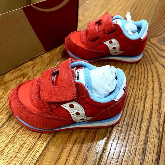Saucony boys' Jazz Hook & Loop Baby Sneaker, Red/Blue Size 4M - Picture 6 of 7